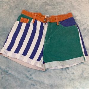 BDG MULTICOLOR HIGH WAISTED DENIM SHORTS